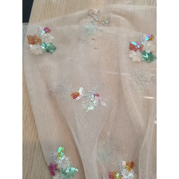 Sheer Skirt Small Cream Lace Embroidery Floral Whimsical Fairy Festival Keilah - Picture 10 of 10